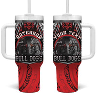 Aotearoa Bulldog Personalised Tumbler With Handle Maori Kowhaiwhai Motif LT9 One Size: 40 oz Red - Polynesian Pride