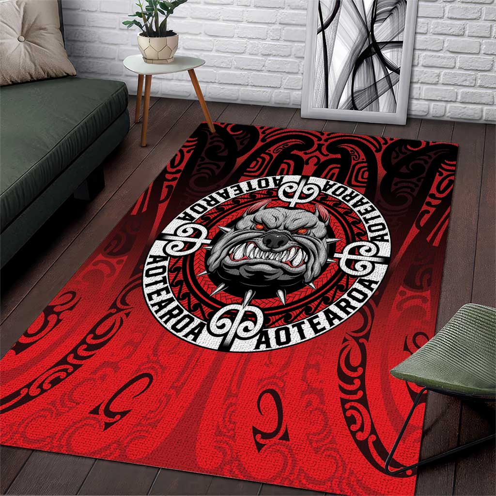 Aotearoa Bulldog Area Rug New Zealand Kowhaiwhai Tribal LT9 Red - Polynesian Pride