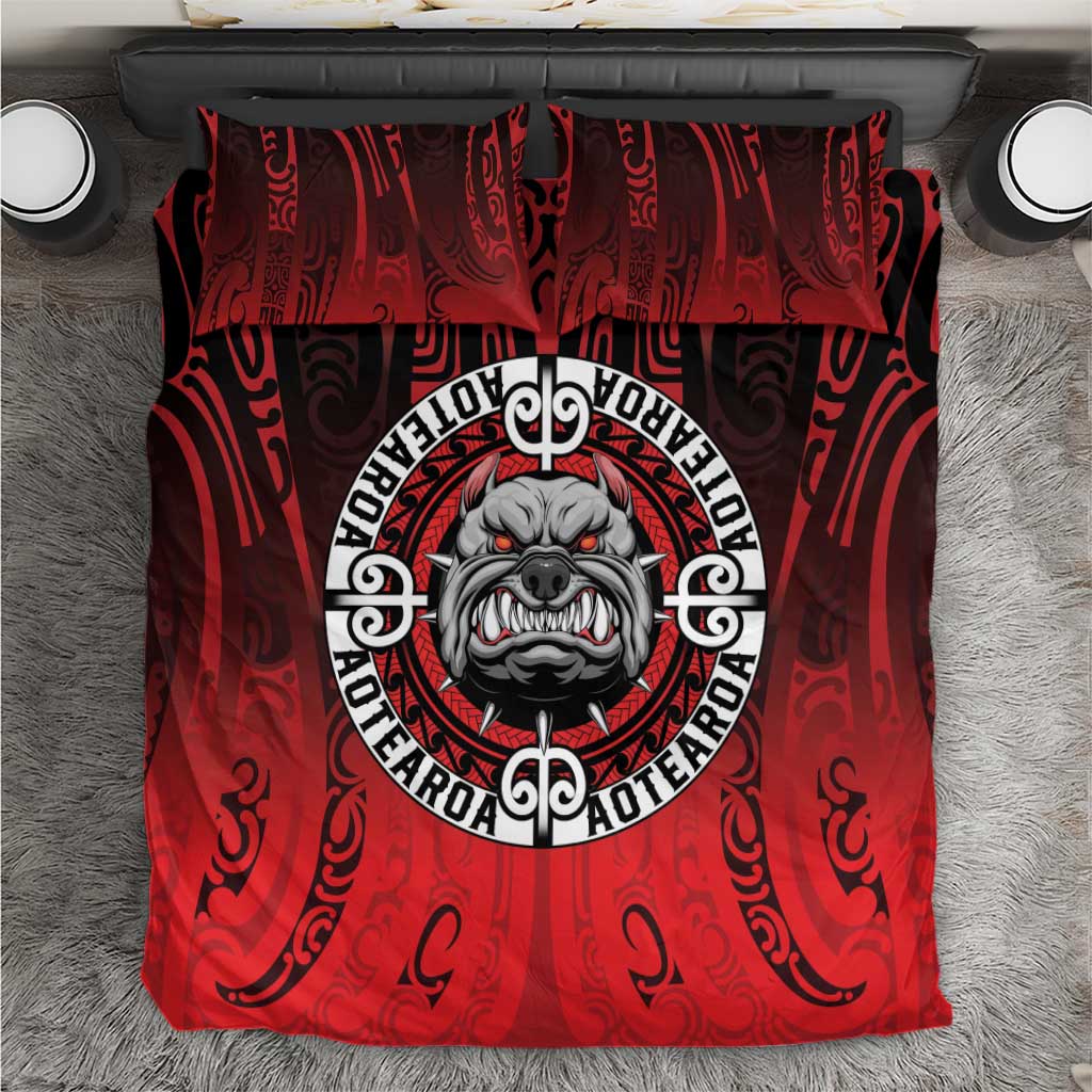 Aotearoa Bulldog Bedding Set New Zealand Kowhaiwhai Tribal LT9 Red - Polynesian Pride