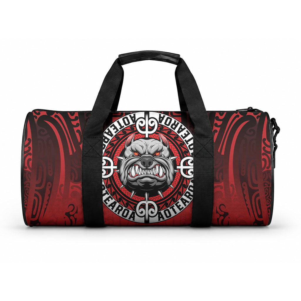 Aotearoa Bulldog Duffle Bag New Zealand Kowhaiwhai Tribal LT9 One size Red - Polynesian Pride