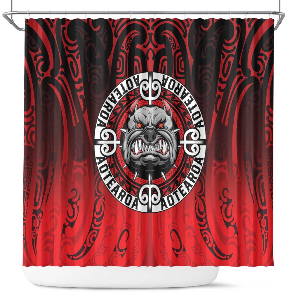 Aotearoa Bulldog Shower Curtain New Zealand Kowhaiwhai Tribal LT9 Red - Polynesian Pride