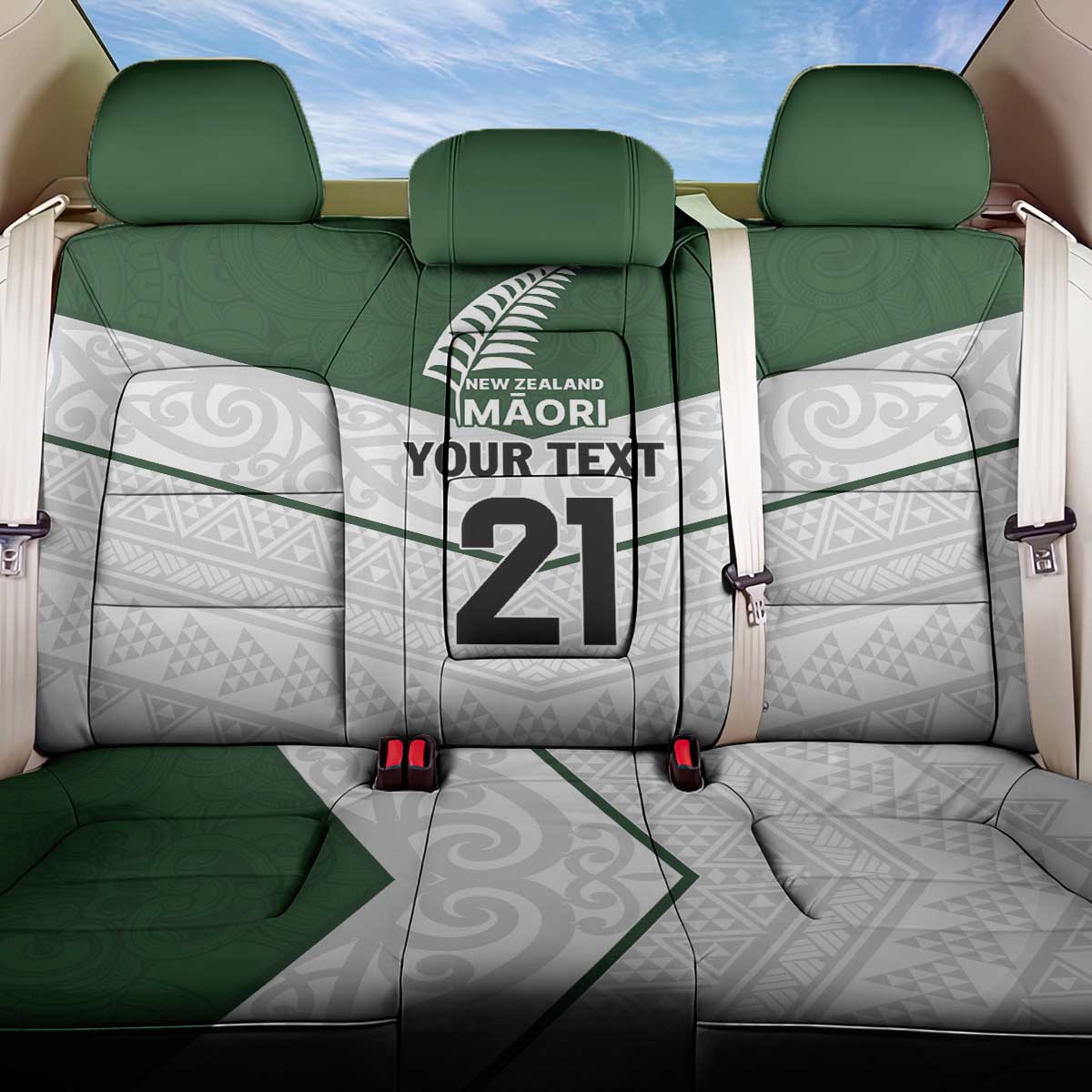Custom New Zealand Maori Niho Taniwha Back Car Seat Cover LT9 One Size Green - Polynesian Pride