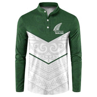 Custom New Zealand Maori Niho Taniwha Button Sweatshirt LT9 Green - Polynesian Pride