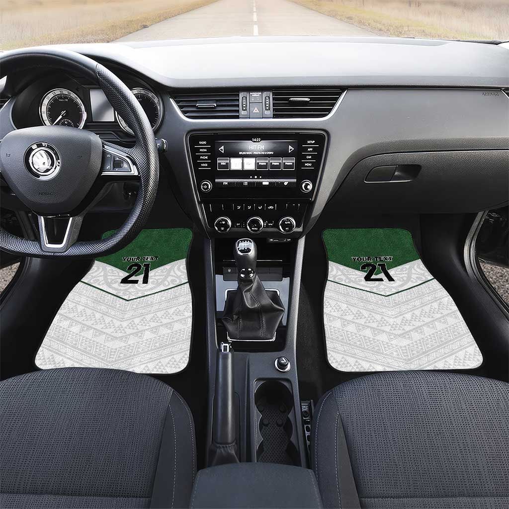 Custom New Zealand Maori Niho Taniwha Car Mats LT9 Set 2pcs - Front Green - Polynesian Pride