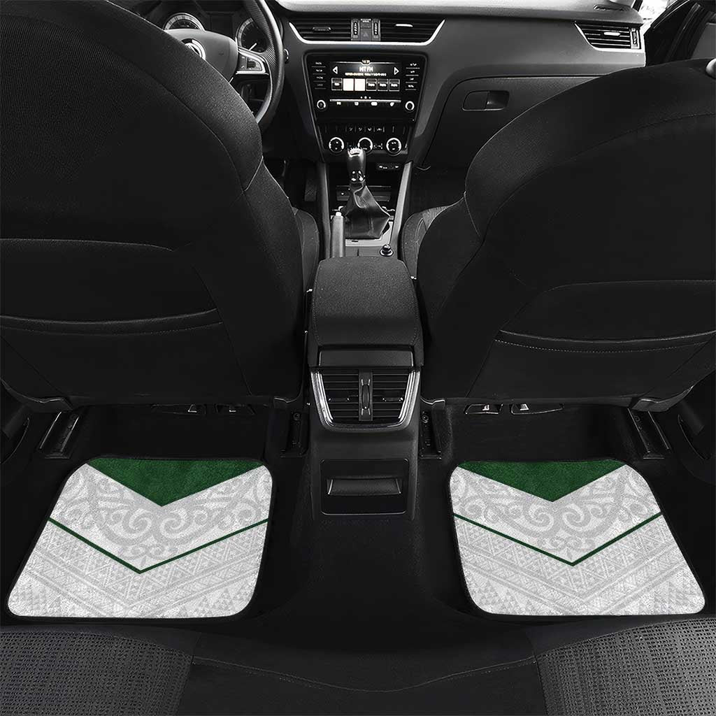 Custom New Zealand Maori Niho Taniwha Car Mats LT9 Set 2pcs - Back Green - Polynesian Pride