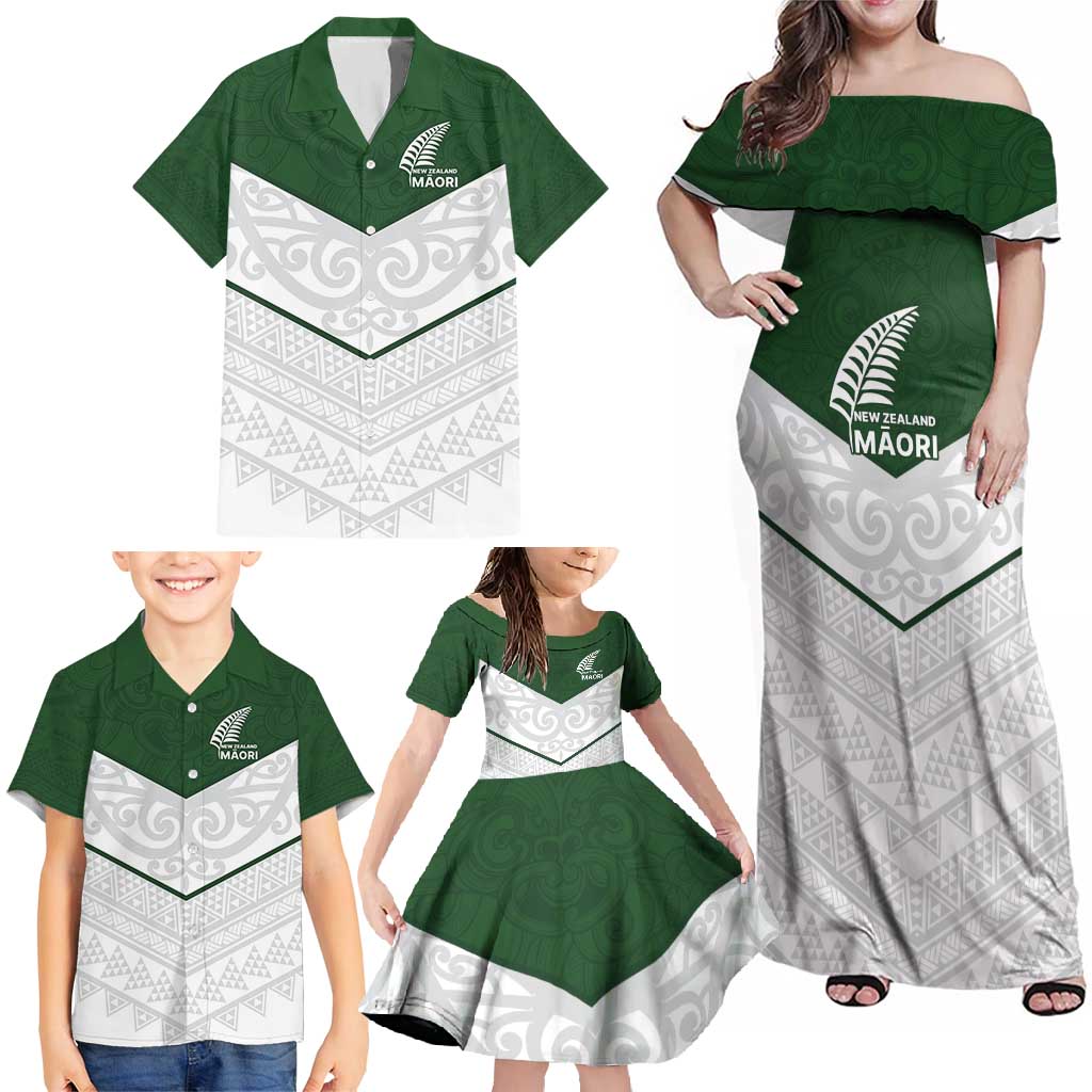 Custom New Zealand Maori Niho Taniwha Family Matching Off Shoulder Maxi Dress and Hawaiian Shirt