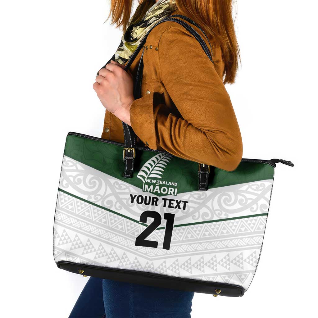 Custom New Zealand Maori Niho Taniwha Leather Tote Bag LT9 Green - Polynesian Pride
