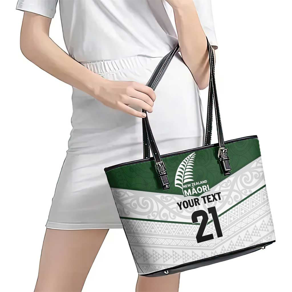 Custom New Zealand Maori Niho Taniwha Leather Tote Bag LT9 - Polynesian Pride