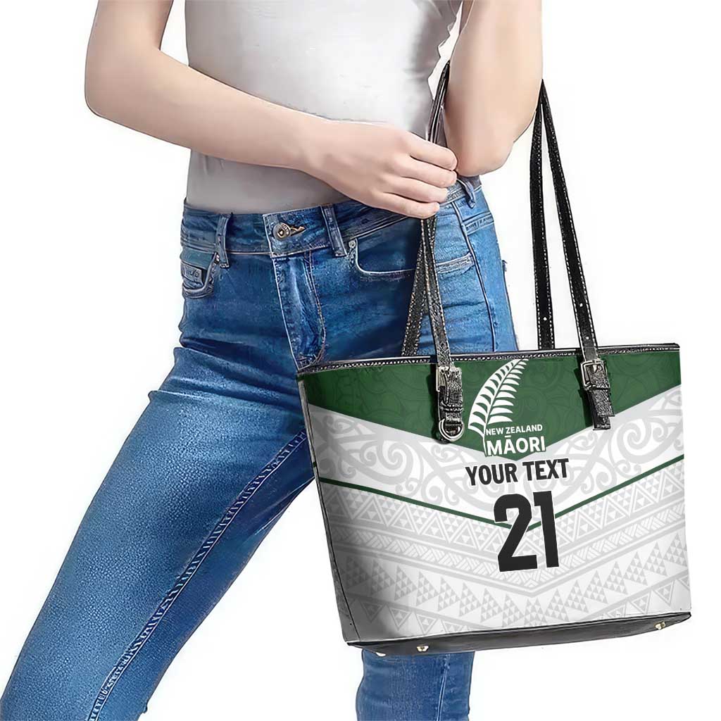 Custom New Zealand Maori Niho Taniwha Leather Tote Bag LT9 - Polynesian Pride