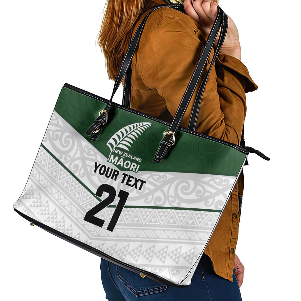 Custom New Zealand Maori Niho Taniwha Leather Tote Bag LT9 - Polynesian Pride
