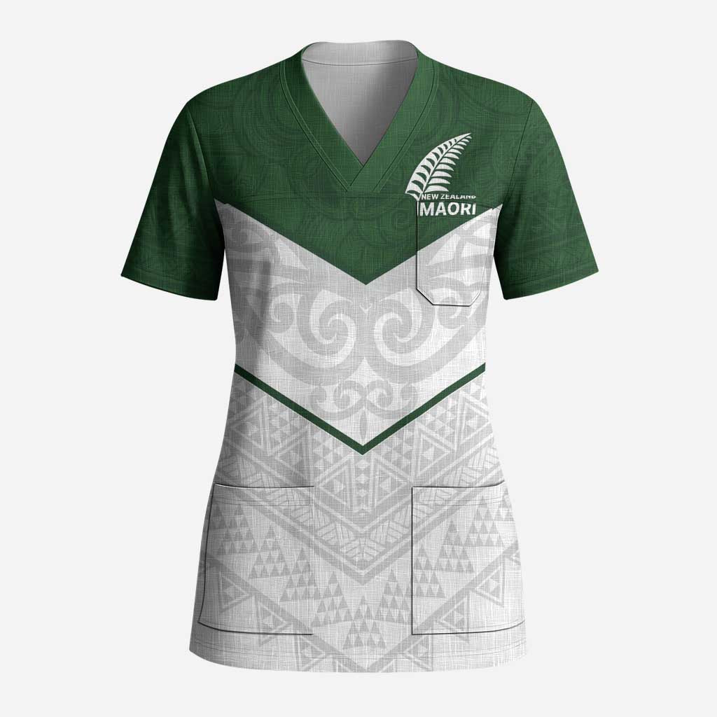 Custom New Zealand Maori Niho Taniwha Scrub Top LT9 Adult Green - Polynesian Pride