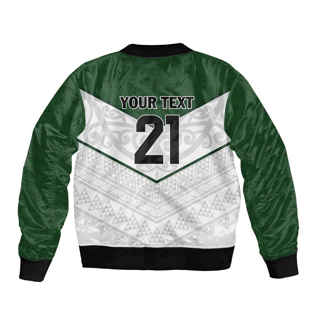 Custom New Zealand Maori Niho Taniwha Sleeve Zip Bomber Jacket LT9 - Polynesian Pride