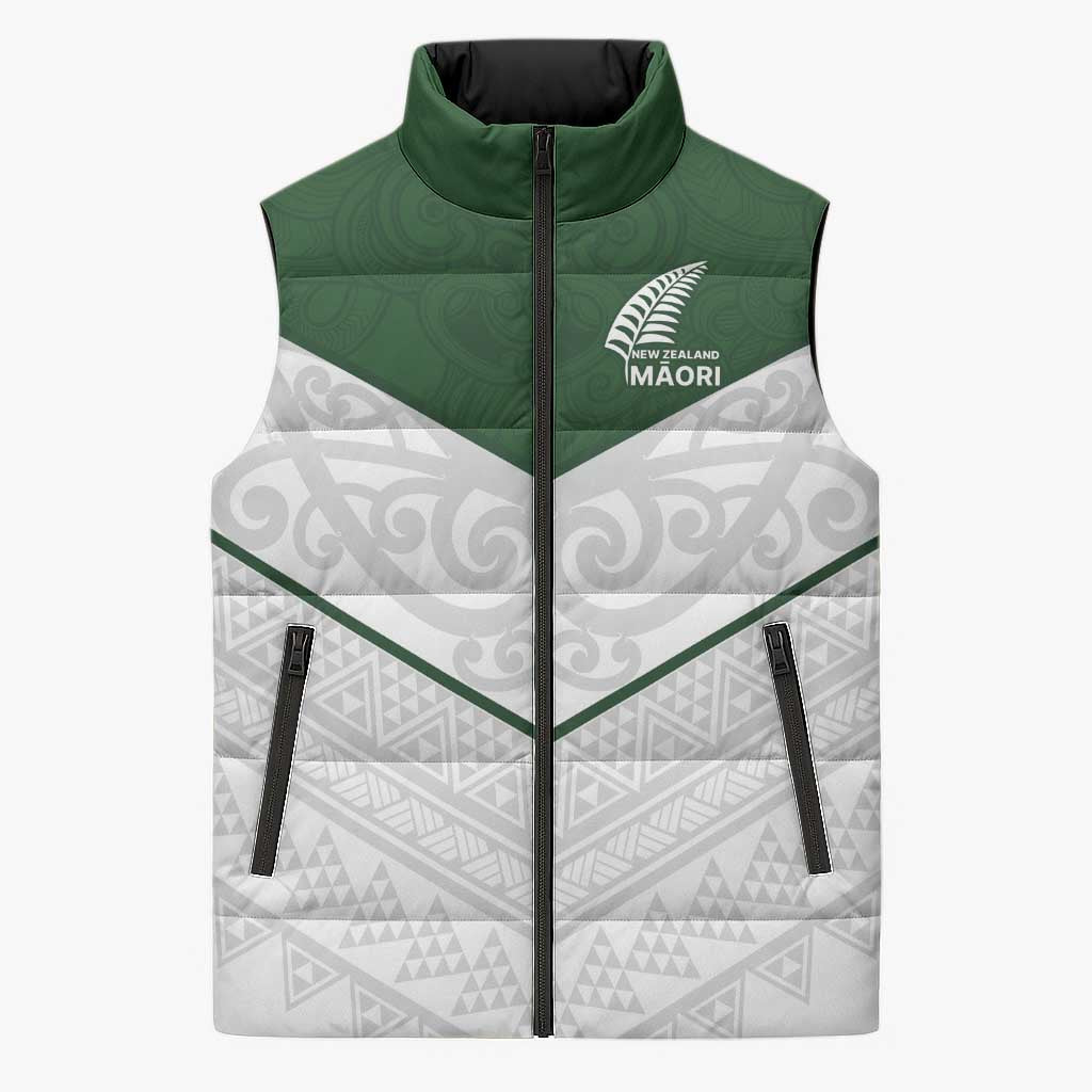 Custom New Zealand Maori Niho Taniwha Sleeveless Puffer Jacket LT9 Unisex Green - Polynesian Pride