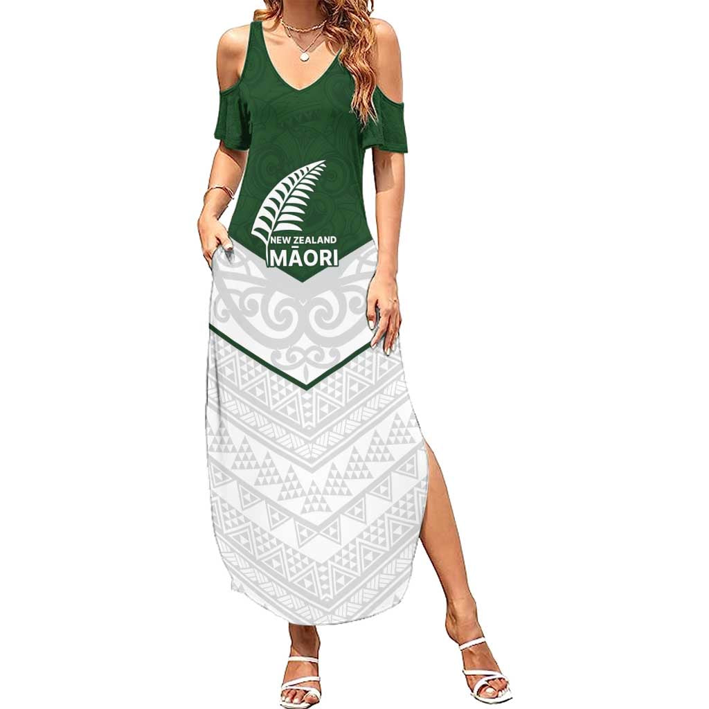 Custom New Zealand Maori Niho Taniwha Summer Maxi Dress LT9 Women Green - Polynesian Pride