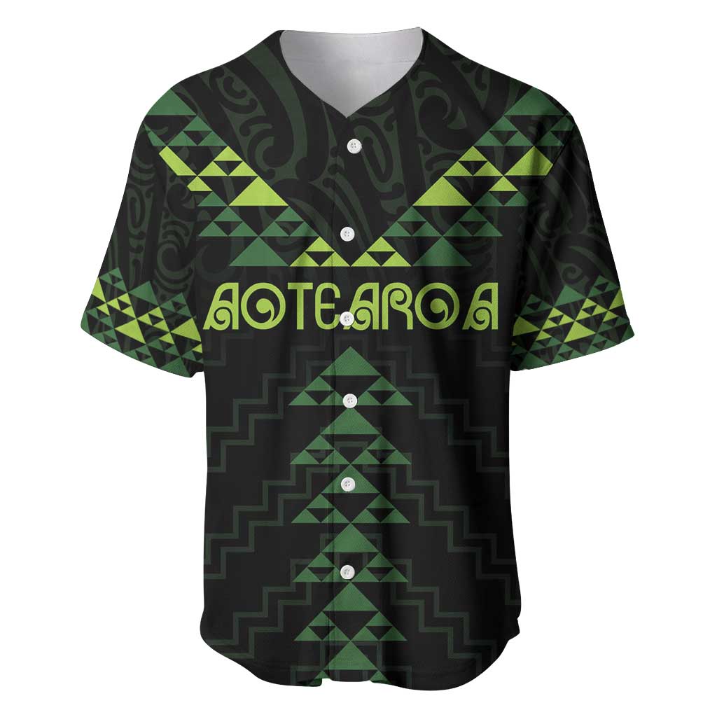 Custom New Zealand Maori Koru Koiri Motif Baseball Jersey LT9 Green - Polynesian Pride