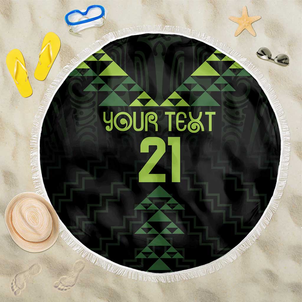 Custom New Zealand Maori Koru Koiri Motif Beach Blanket LT9 One Size 150cm Green - Polynesian Pride