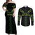 Custom New Zealand Maori Koru Koiri Motif Couples Matching Off Shoulder Maxi Dress and Long Sleeve Button Shirt