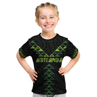 Custom New Zealand Maori Koru Koiri Motif Kid T Shirt LT9 Green - Polynesian Pride