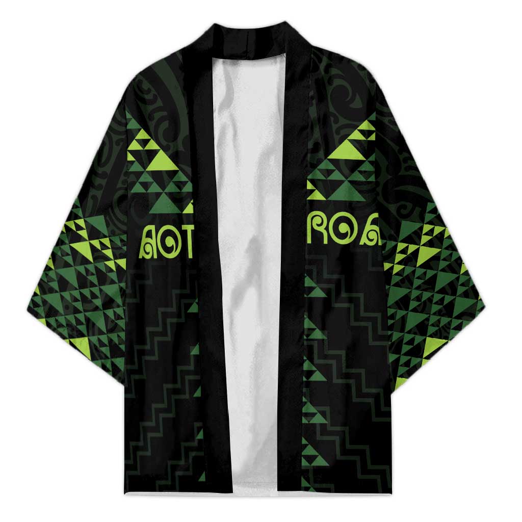Custom New Zealand Maori Koru Koiri Motif Kimono LT9 Unisex Green - Polynesian Pride