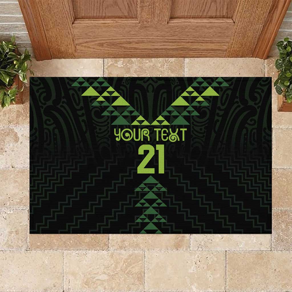 Custom New Zealand Maori Koru Koiri Motif Rubber Doormat LT9 Green - Polynesian Pride