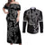 Filipino Sun Tribal Tattoo Couples Matching Off Shoulder Maxi Dress and Long Sleeve Button Shirt Philippines Inspired Barong Simple Black