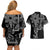 Filipino Sun Tribal Tattoo Couples Matching Off Shoulder Short Dress and Hawaiian Shirt Philippines Inspired Barong Simple Black