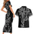 Filipino Sun Tribal Tattoo Couples Matching Short Sleeve Bodycon Dress and Hawaiian Shirt Philippines Inspired Barong Simple Black