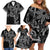 Filipino Sun Tribal Tattoo Family Matching Off Shoulder Short Dress and Hawaiian Shirt Philippines Inspired Barong Simple Black