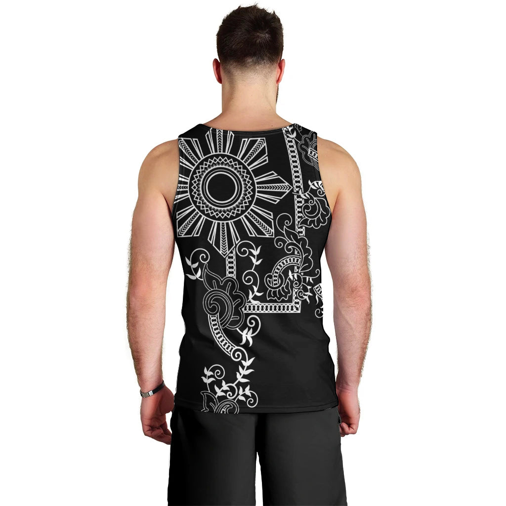 Filipino Sun Tribal Tattoo Men Tank Top Philippines Inspired Barong Simple Black LT9 - Polynesian Pride