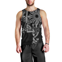 Filipino Sun Tribal Tattoo Men Tank Top Philippines Inspired Barong Simple Black LT9 - Polynesian Pride