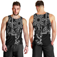 Filipino Sun Tribal Tattoo Men Tank Top Philippines Inspired Barong Simple Black LT9 - Polynesian Pride