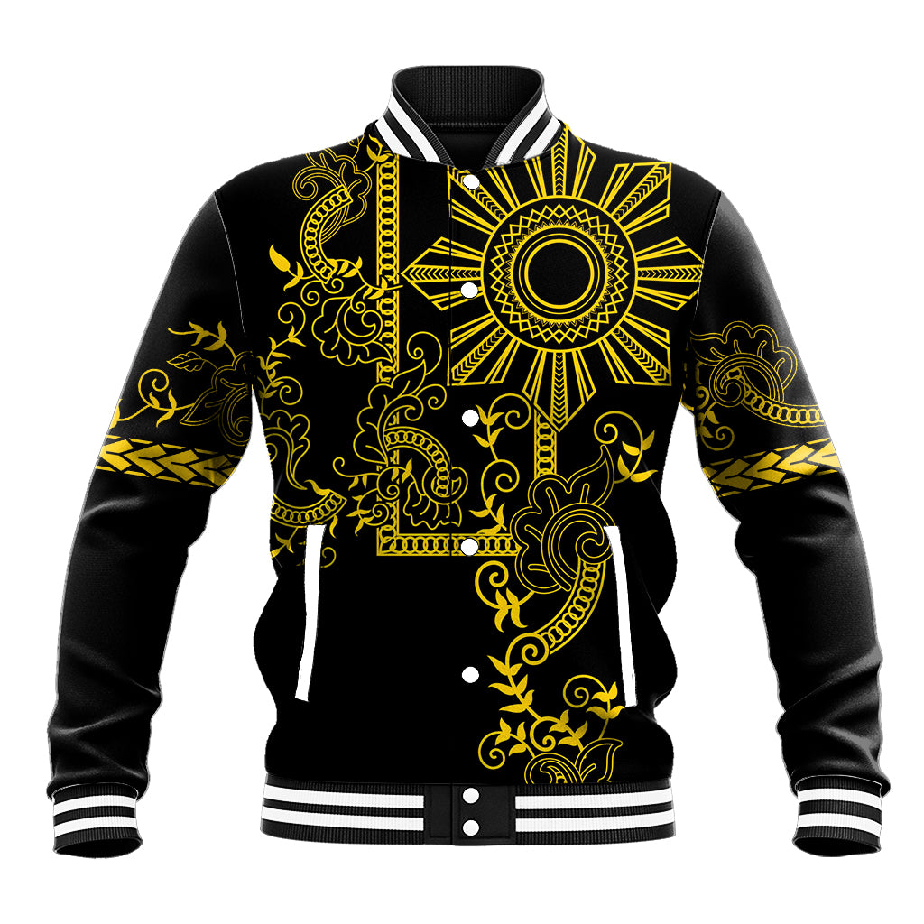Filipino Sun Tribal Tattoo Baseball Jacket Philippines Inspired Barong Simple Gold LT9 Unisex Gold - Polynesian Pride