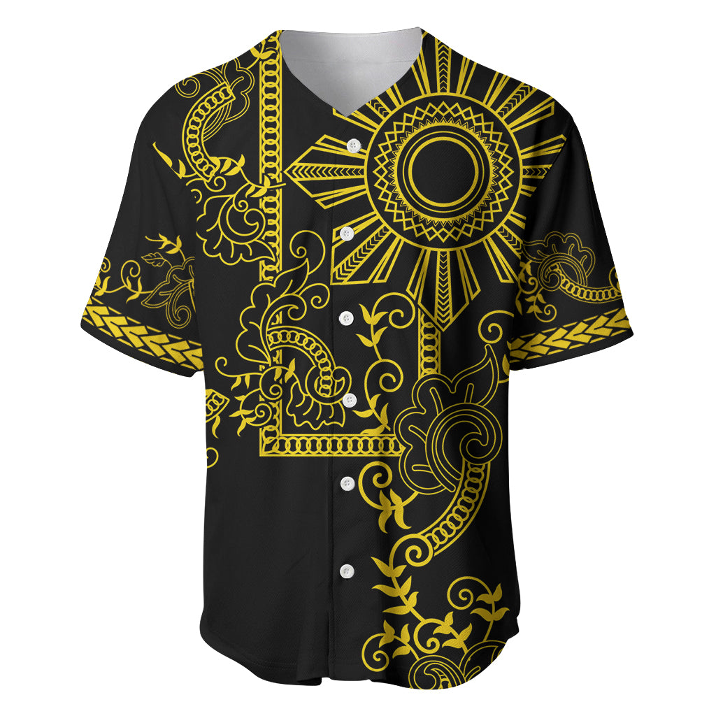 Filipino Sun Tribal Tattoo Baseball Jersey Philippines Inspired Barong Simple Gold LT9 Gold - Polynesian Pride