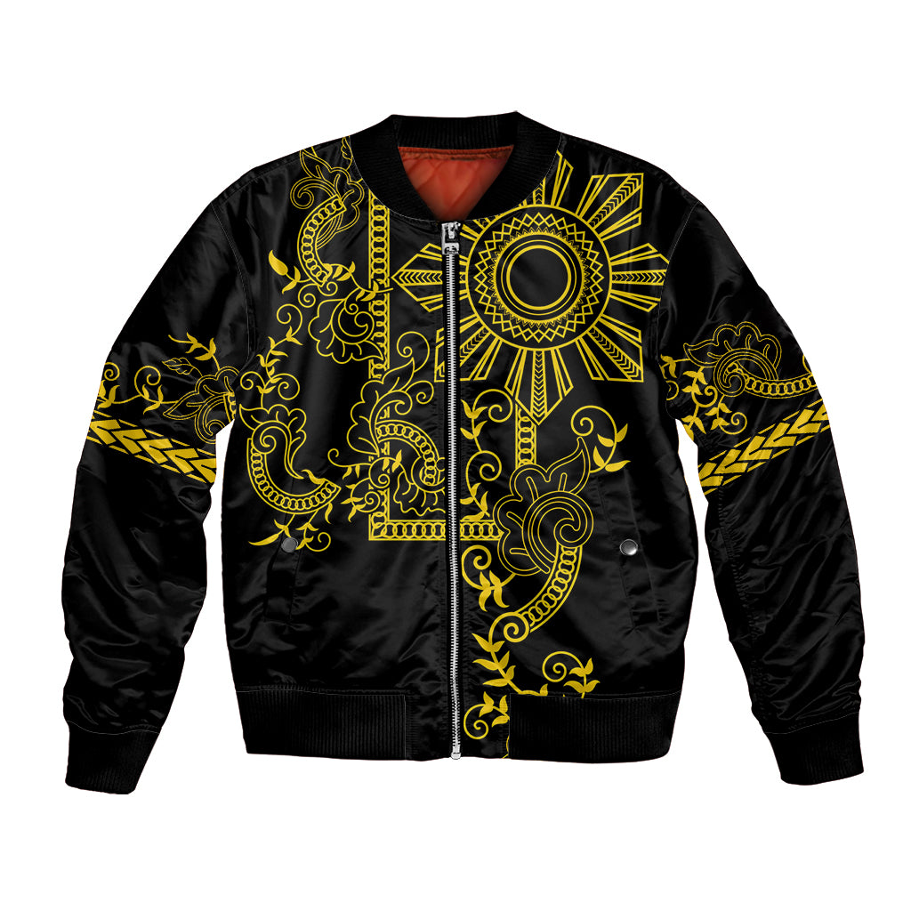 Filipino Sun Tribal Tattoo Bomber Jacket Philippines Inspired Barong Simple Gold LT9 Unisex Gold - Polynesian Pride