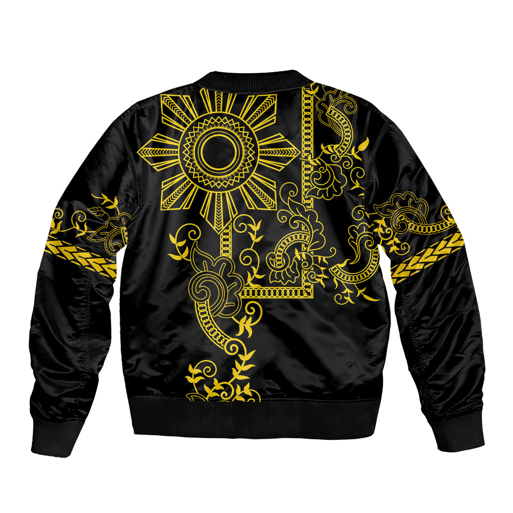 Filipino Sun Tribal Tattoo Bomber Jacket Philippines Inspired Barong Simple Gold LT9 - Polynesian Pride