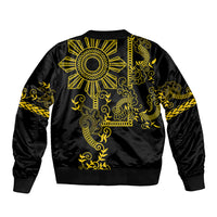 Filipino Sun Tribal Tattoo Bomber Jacket Philippines Inspired Barong Simple Gold LT9 - Polynesian Pride