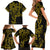 Filipino Sun Tribal Tattoo Family Matching Short Sleeve Bodycon Dress and Hawaiian Shirt Philippines Inspired Barong Simple Gold