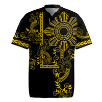 Filipino Sun Tribal Tattoo Rugby Jersey Philippines Inspired Barong Simple Gold LT9 Gold - Polynesian Pride