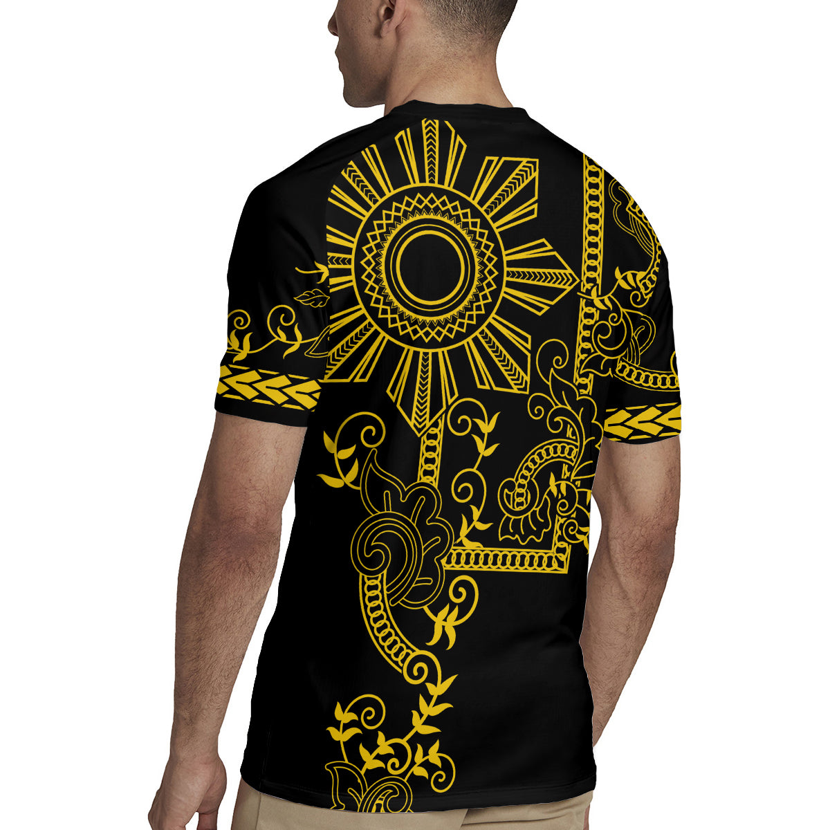 Filipino Sun Tribal Tattoo Rugby Jersey Philippines Inspired Barong Simple Gold LT9 - Polynesian Pride