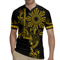 Filipino Sun Tribal Tattoo Rugby Jersey Philippines Inspired Barong Simple Gold LT9 - Polynesian Pride
