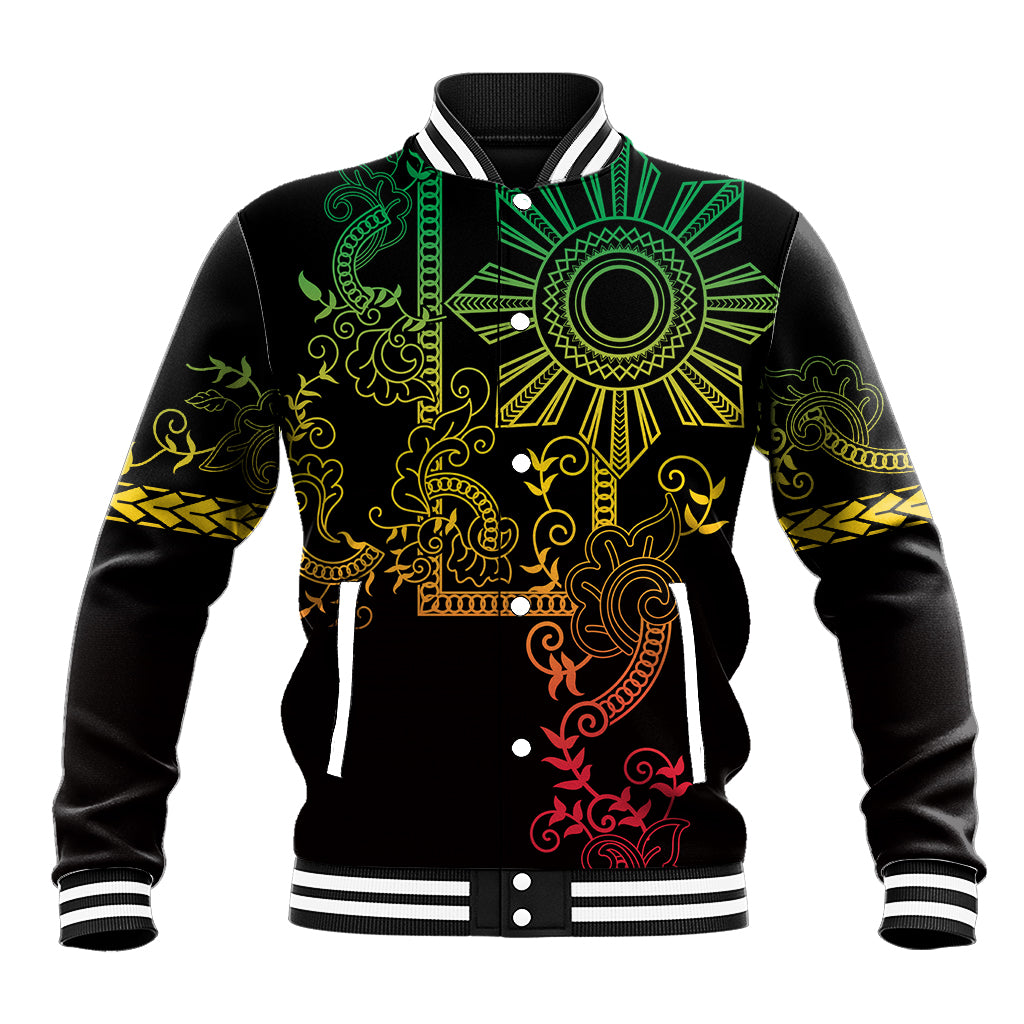 Filipino Sun Tribal Tattoo Baseball Jacket Philippines Inspired Barong Reggae Art LT9 Unisex Reggae - Polynesian Pride