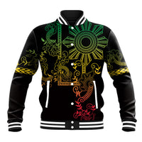Filipino Sun Tribal Tattoo Baseball Jacket Philippines Inspired Barong Reggae Art LT9 Unisex Reggae - Polynesian Pride