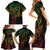 Filipino Sun Tribal Tattoo Family Matching Short Sleeve Bodycon Dress and Hawaiian Shirt Philippines Inspired Barong Reggae Art