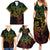 Filipino Sun Tribal Tattoo Family Matching Summer Maxi Dress and Hawaiian Shirt Philippines Inspired Barong Reggae Art