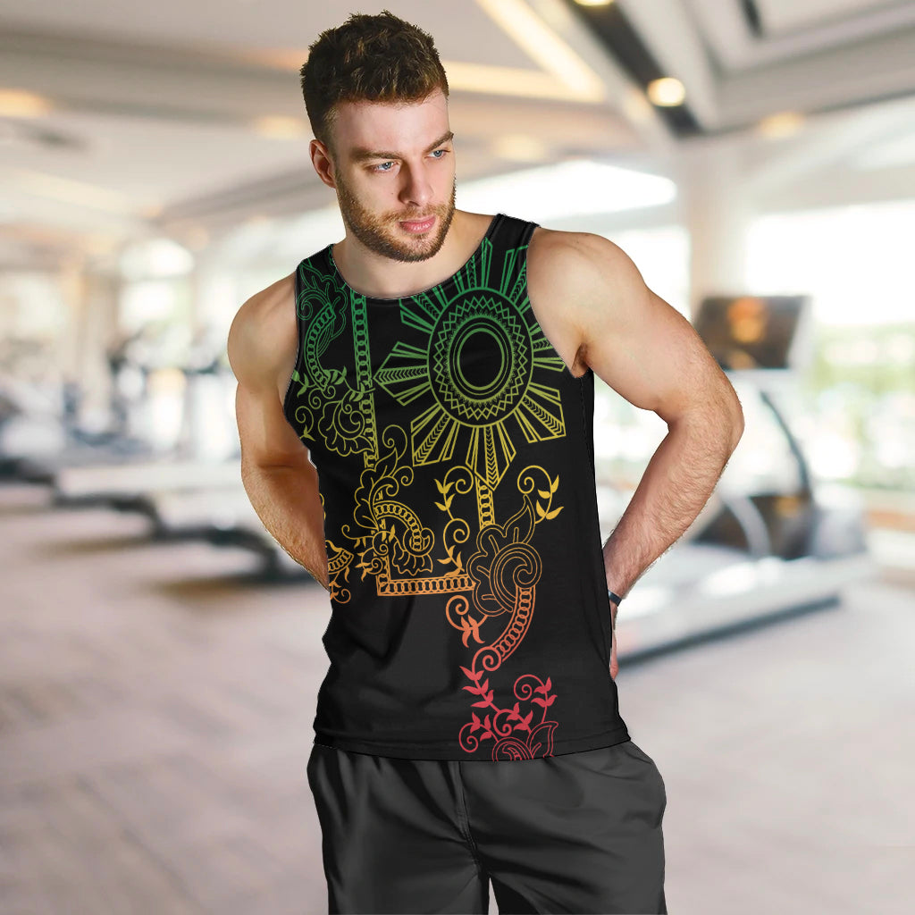 Filipino Sun Tribal Tattoo Men Tank Top Philippines Inspired Barong Reggae Art LT9 Reggae - Polynesian Pride