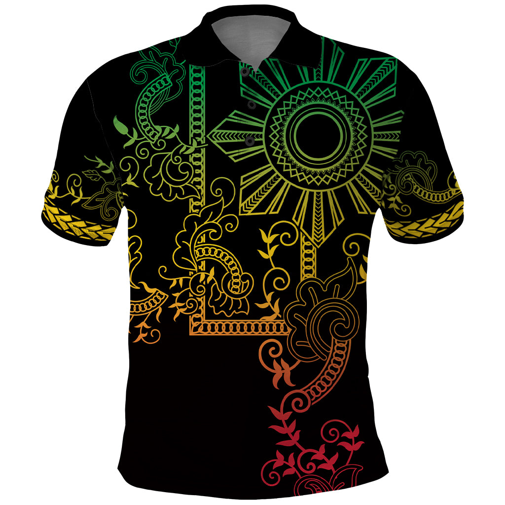 Filipino Sun Tribal Tattoo Polo Shirt Philippines Inspired Barong Reggae Art LT9 Reggae - Polynesian Pride