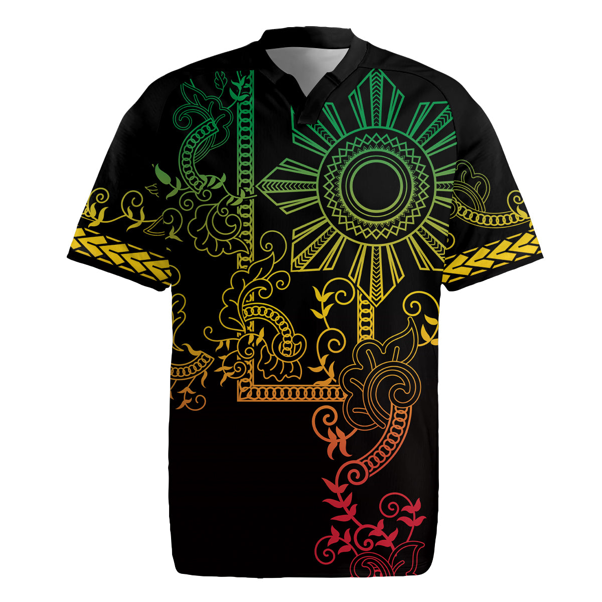 Filipino Sun Tribal Tattoo Rugby Jersey Philippines Inspired Barong Reggae Art LT9 Reggae - Polynesian Pride