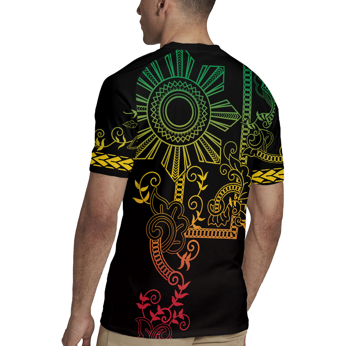 Filipino Sun Tribal Tattoo Rugby Jersey Philippines Inspired Barong Reggae Art LT9 - Polynesian Pride