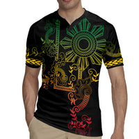 Filipino Sun Tribal Tattoo Rugby Jersey Philippines Inspired Barong Reggae Art LT9 - Polynesian Pride