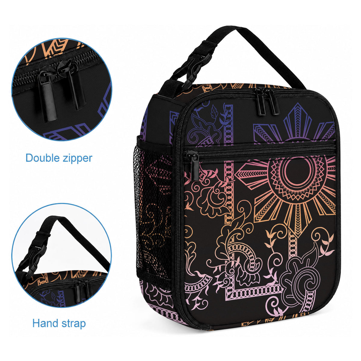 Filipino Sun Tribal Tattoo Lunch Bag Philippines Inspired Barong Pink Art LT9 - Polynesian Pride